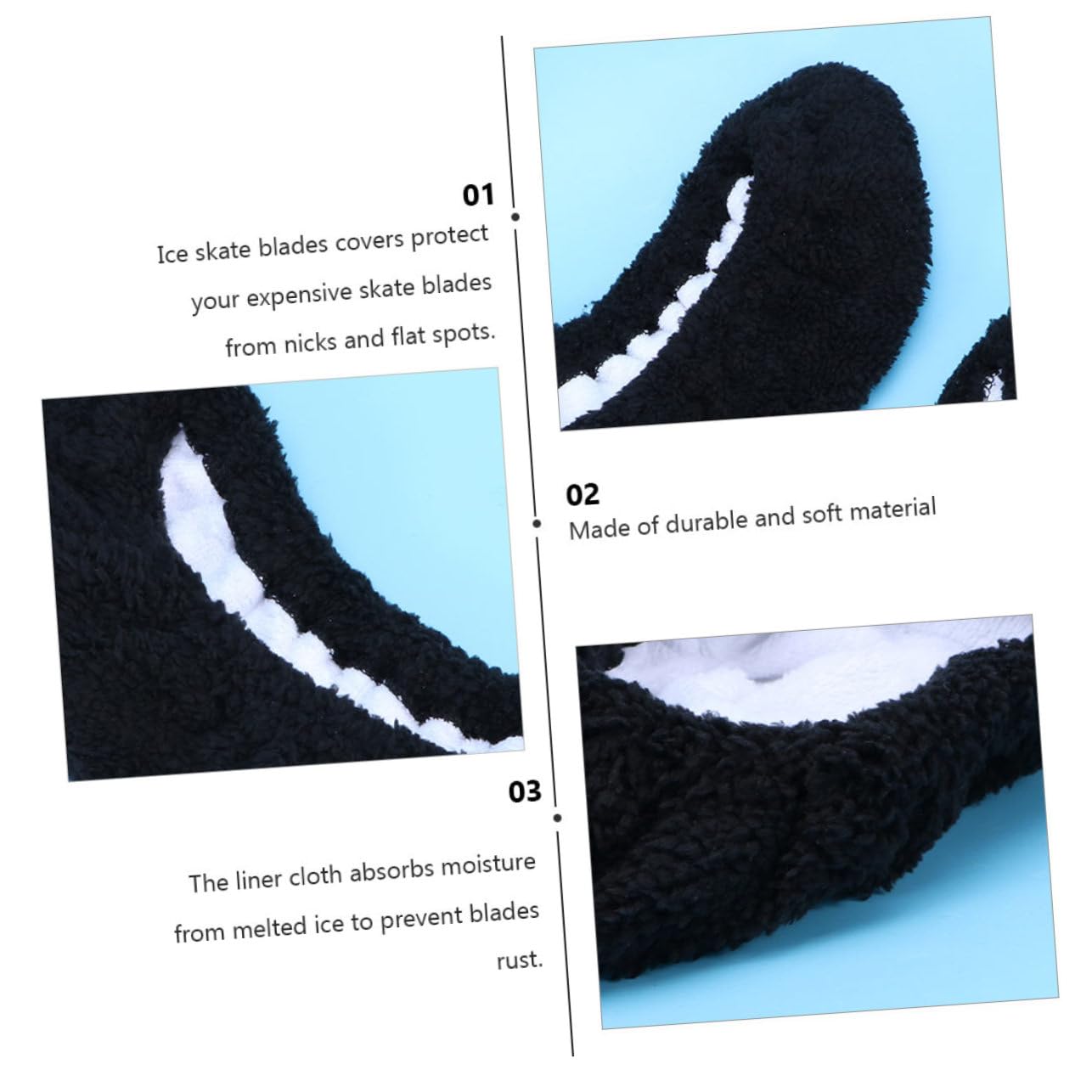 2 Paires de Protège-Lames de Patins à Glace en Peluche Polyester pour Garçon et Filles, Absorbe L'humidité et Confortable, Patinage Glace