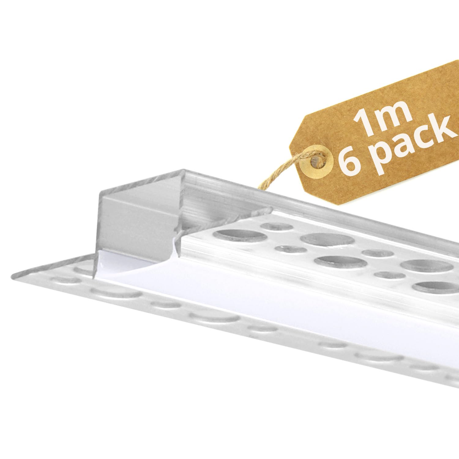 QWORK® 6 Pezzi 1m Profilo LED da Incasso per Cartongesso, Profilo Alluminio per Strisce LED Larghezza Max 17mm