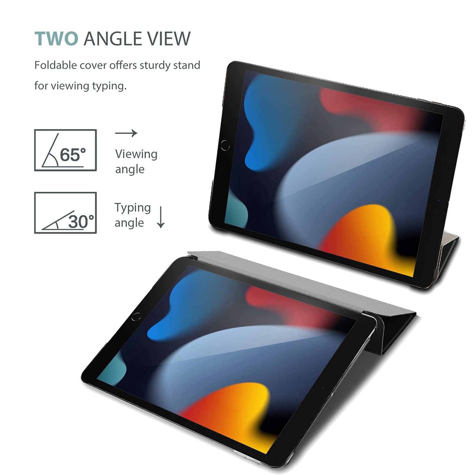 ProCase iPad 10.2 Case iPad 9th Generation 2021/ iPad 8th Generation 2020/ iPad 7th Generation 2019 Case, Slim Stand Hard Back Shell Protective Smart Cover Case for iPad 10.2 Inch -Black