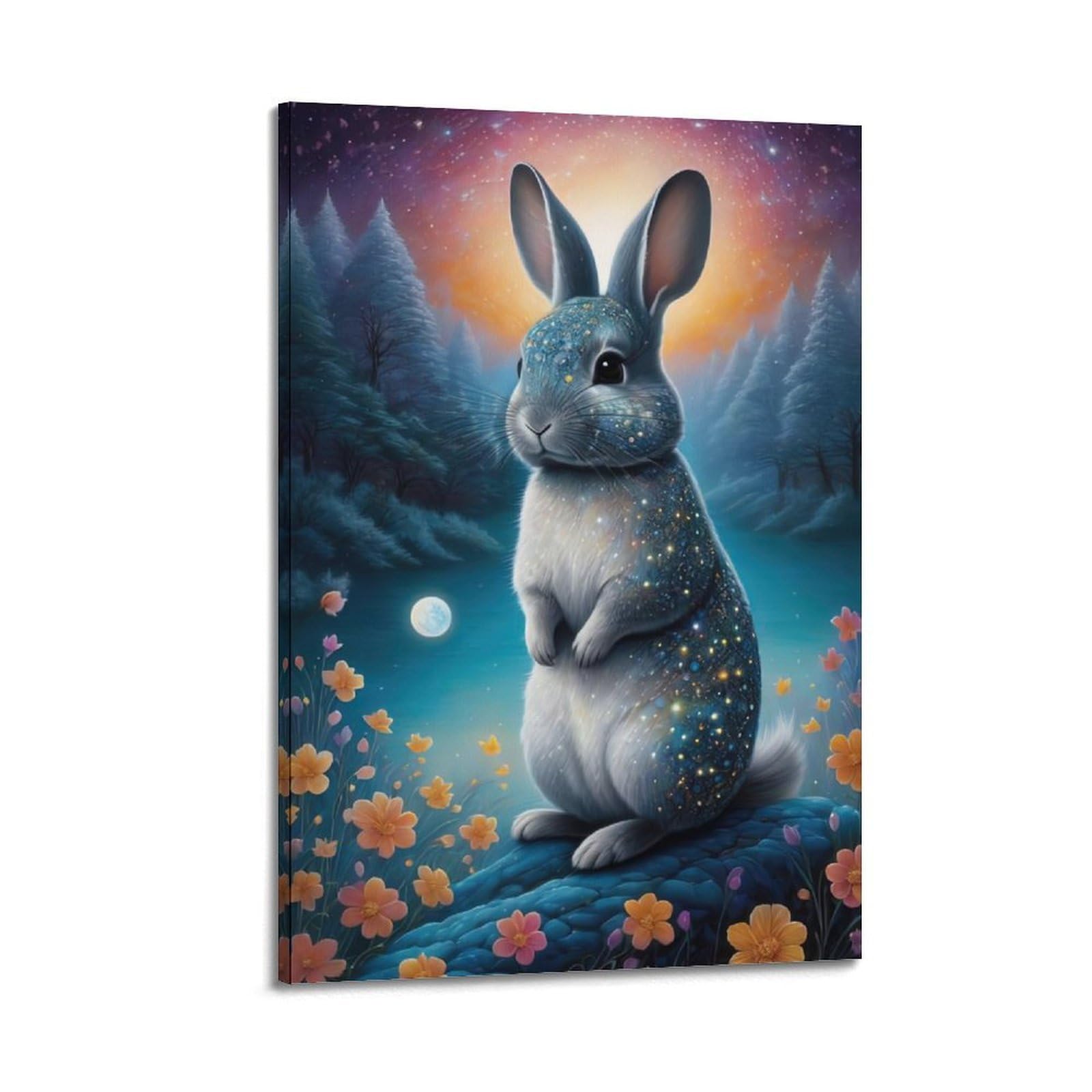 CXHJCA Animal Poster Magical Rabbit Poster Decorative Painting Canvas Wall Posters And Art Picture Print Modern Family Bedroom Decor Posters 24x36inch(60x90cm)