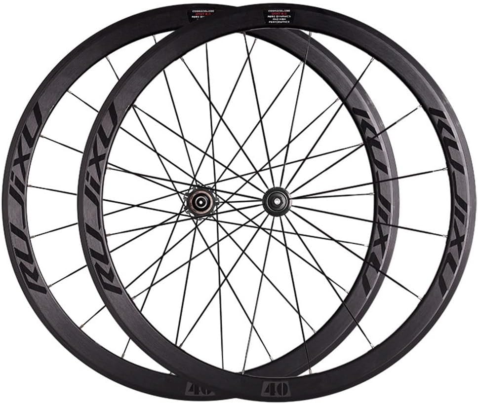 Road Bicycle Wheel Set 700C Carbon Fiber Bearing Hub Flat Spokes V Brake Quick