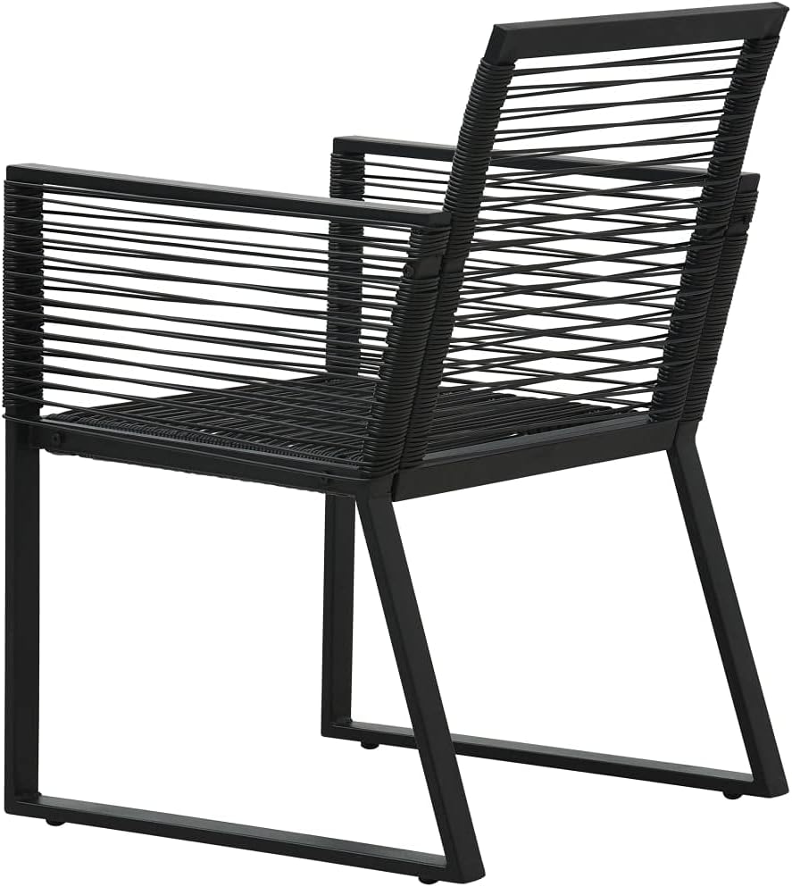 Patio Chairs 2 pcs,Camping Chair,Armchairs,Lawn Chairs,Club Chairs,Bistro Chairs,Lounge Chairs,High Back Chairs,for Garden,Backyard,Lawn,Porch,Poolside,Balcony,Black PVC Rattan
