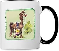 Vista 6 de Spreadshirt Thelwell Equestrian Hanging by Stirrup Fun Fail - Taza de dos tonos, talla única, blanco/azul cobalto