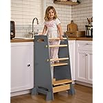 Toddler Learning Standing Tower, Adjustable Height Kids Kitchen Step Stool, Ideal Kitchen Counter Helper, Stable and Safe - Gray