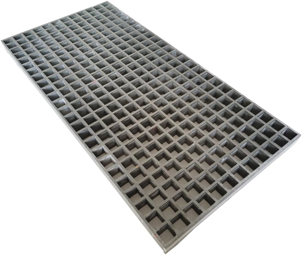 Floor Grating Fiberglass Car Wash Grille FRP Grating Tree Grate High Strength 1.5'' Thickness for Floors Outdoor Drain Cover 3.3ft X1.6ft Gray 1 Piece