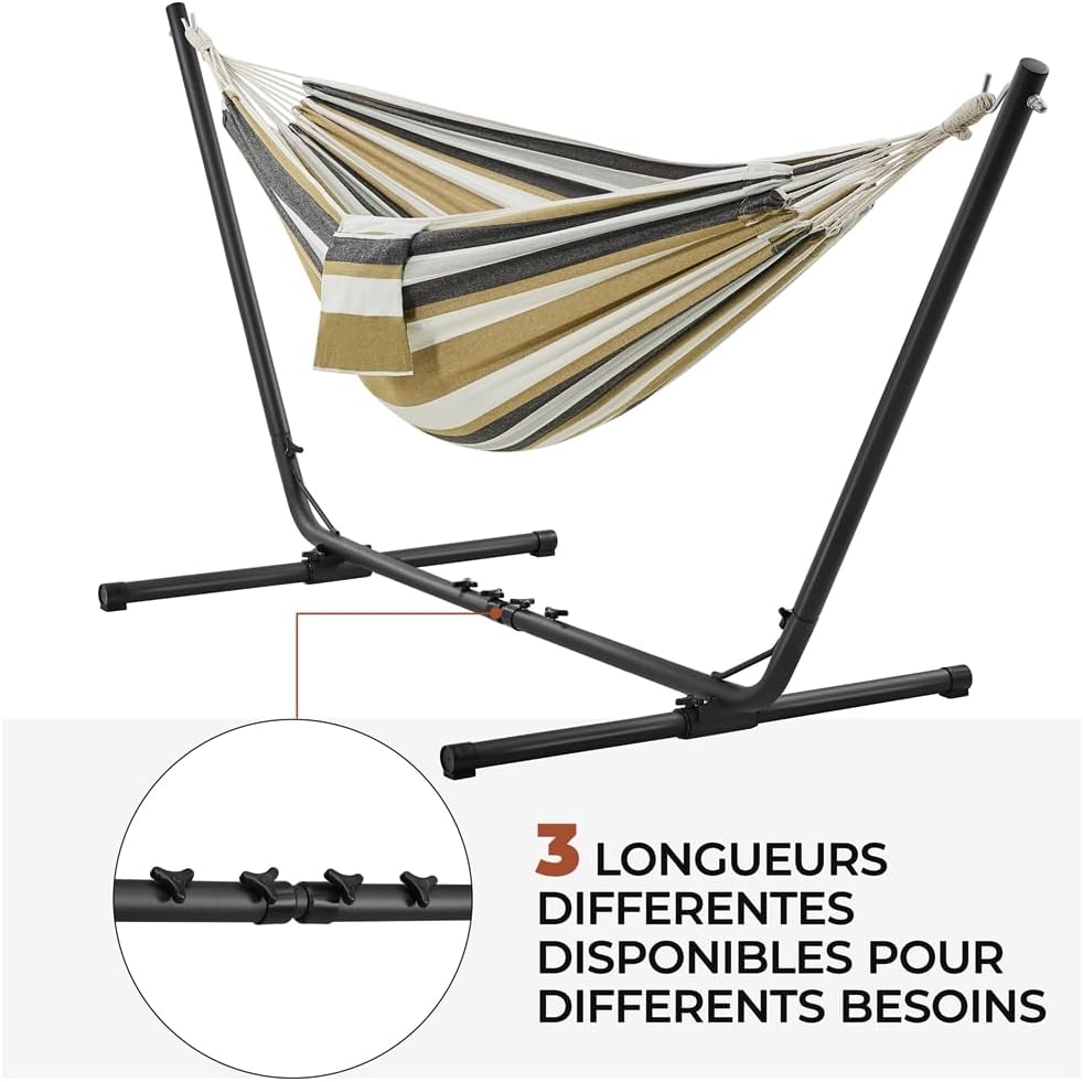 Close-up of adjustable length mechanism on hammock stand