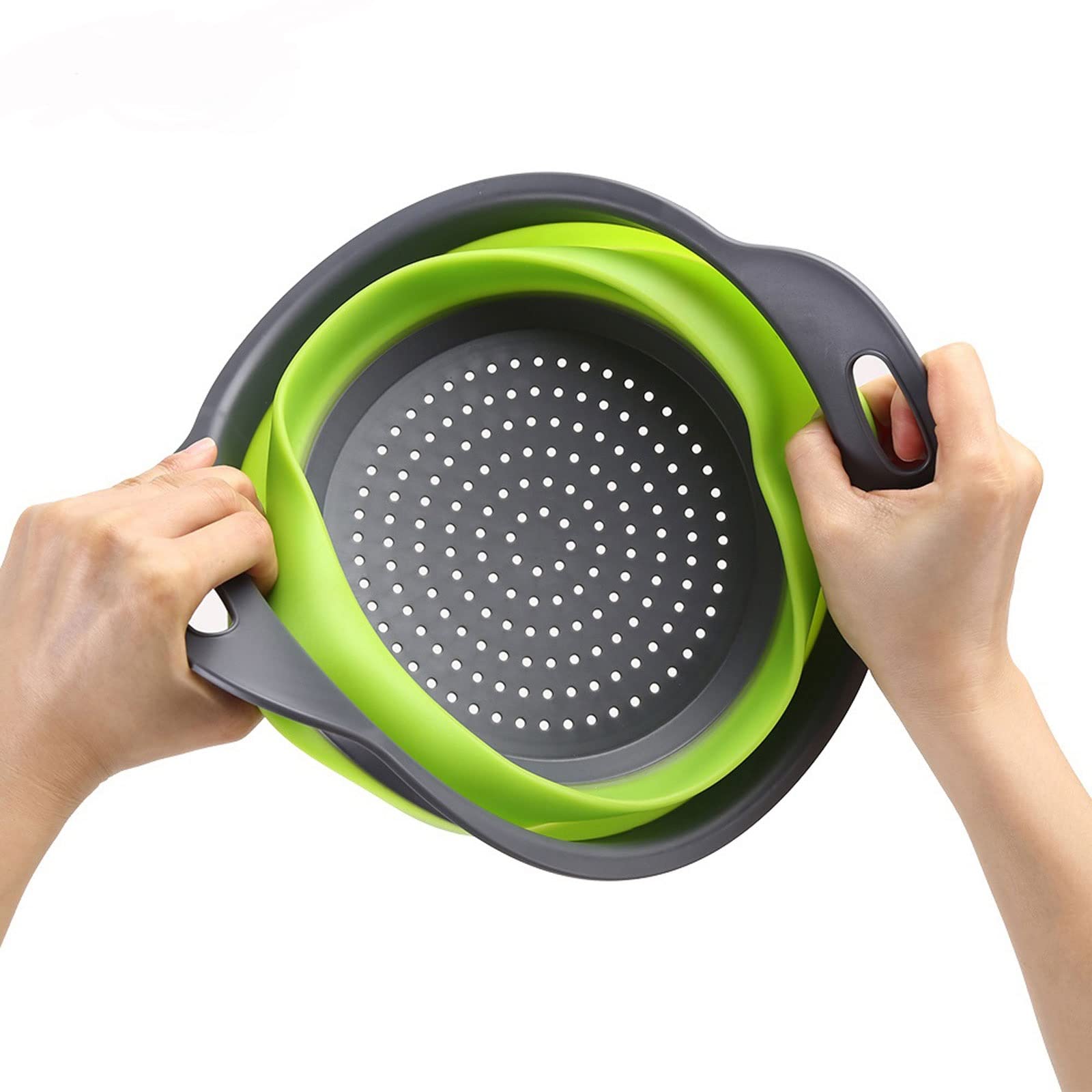 Cesta coladora plegable para fregadero, cesta de drenaje para frutas, verduras, escurridor plegable con asa, herramientas de almacenamiento de cocina (verde)