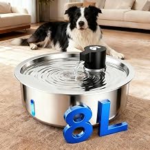 Pet Water Fountain, 8L Large Capacity, Automatic Circulation, Multi-Stage Filtration, Quiet Pump, BPA-Free, for Cats and Dogs 8LSilvery + 9 Filter Cartridges