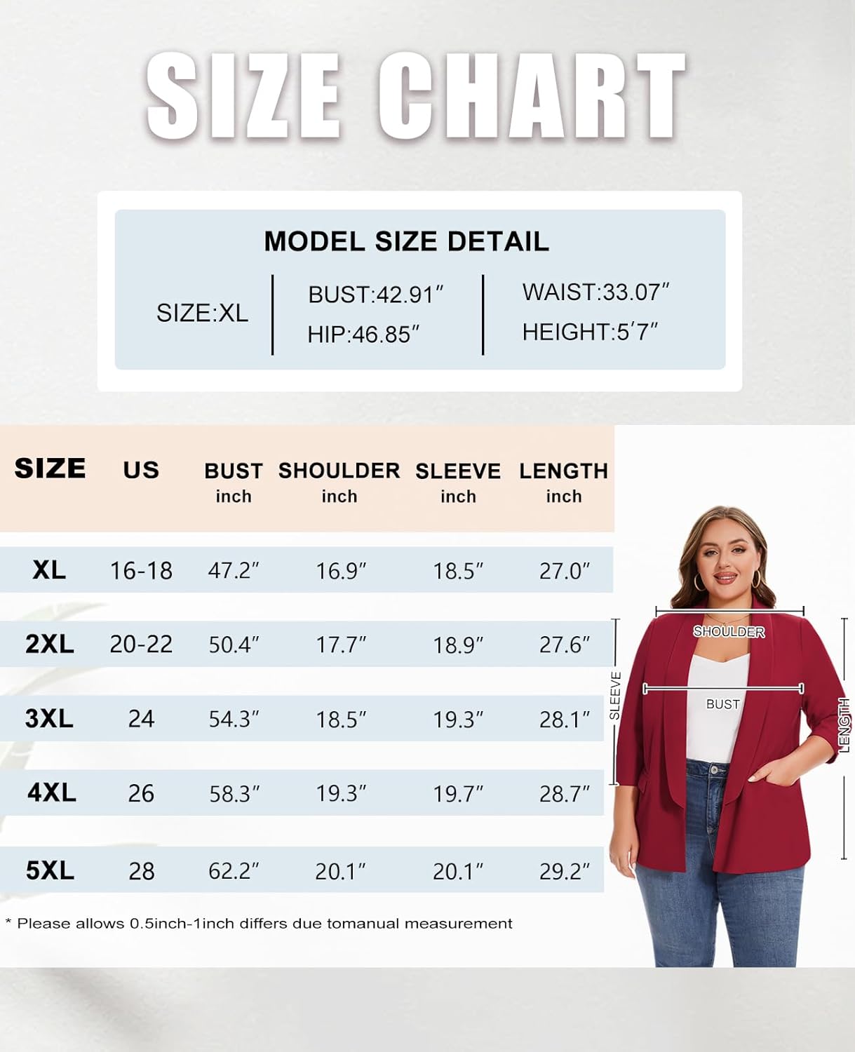 MINTLIMIT Plus Size Blazers for Curvy Women 3/4 Sleeve Shawl Collar Open Front Suit Blazer for Bussiness Casual (Hot Pink,4XL) - Image 7