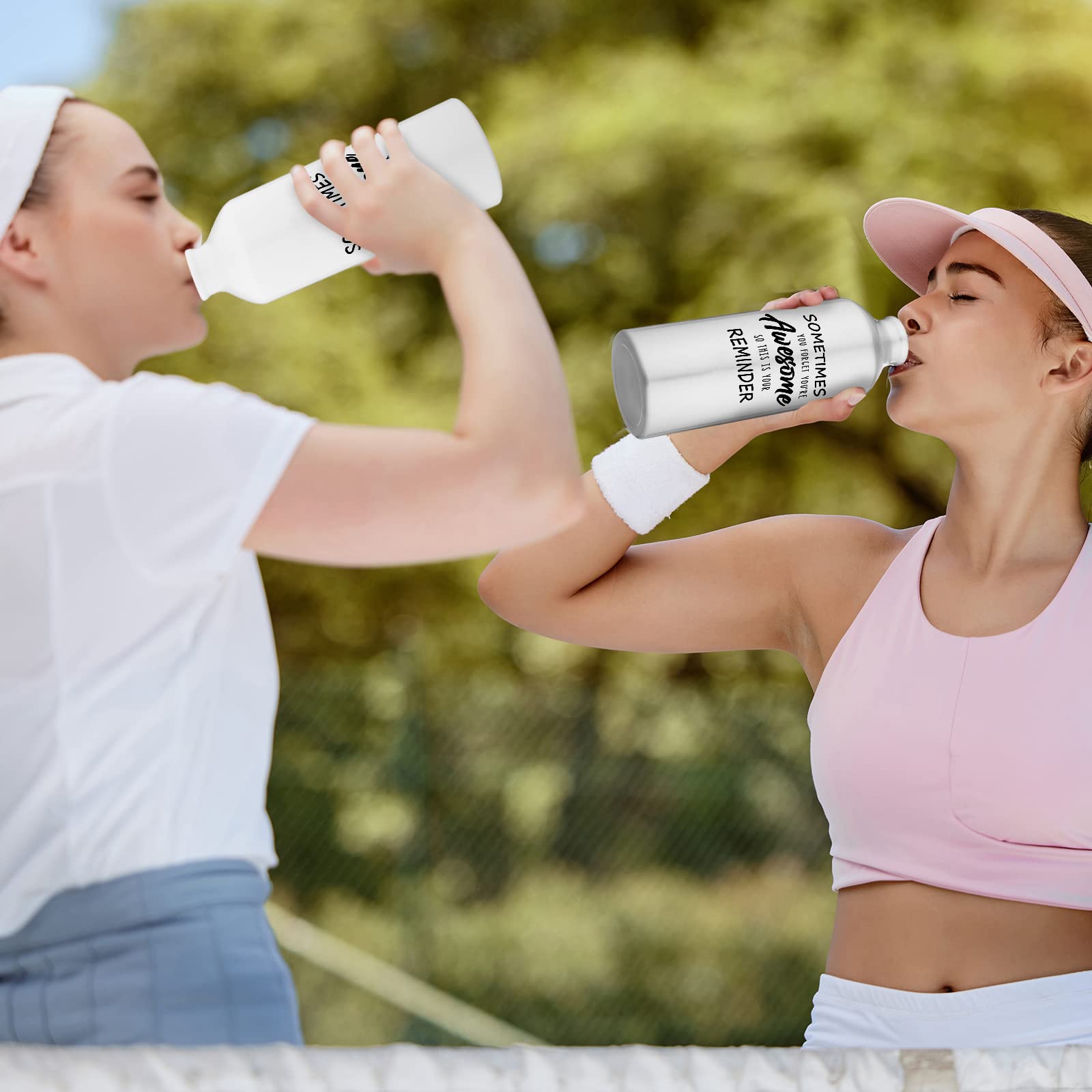 Sabary 10 Stück Dankeschön-Wasserflaschen mit Drehverschluss, leichte Aluminium-Wasserflasche, wiederverwendbar, auslaufsicher, Sport-Wasserflasche mit Drehverschluss, Mitarbeiter, Reisen (590 ml)