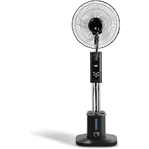 16" Standing Mist Fan 2.5L Tank, 110V 70W Aluminum Motor, Remote & Touch Control, LED Display, for Home Cooling Humidification, Black