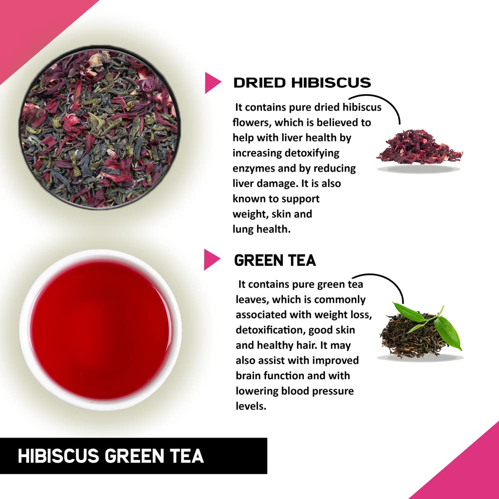 TEACURRY Hibiscus Green Tea(120 Tea Bags, 4 Months Pack) | Hibiscus Green Tea Bags Helps lower blood pressure, promotes weight loss & boosts liver health | Tea for weight loss - Image 2 thumbnail