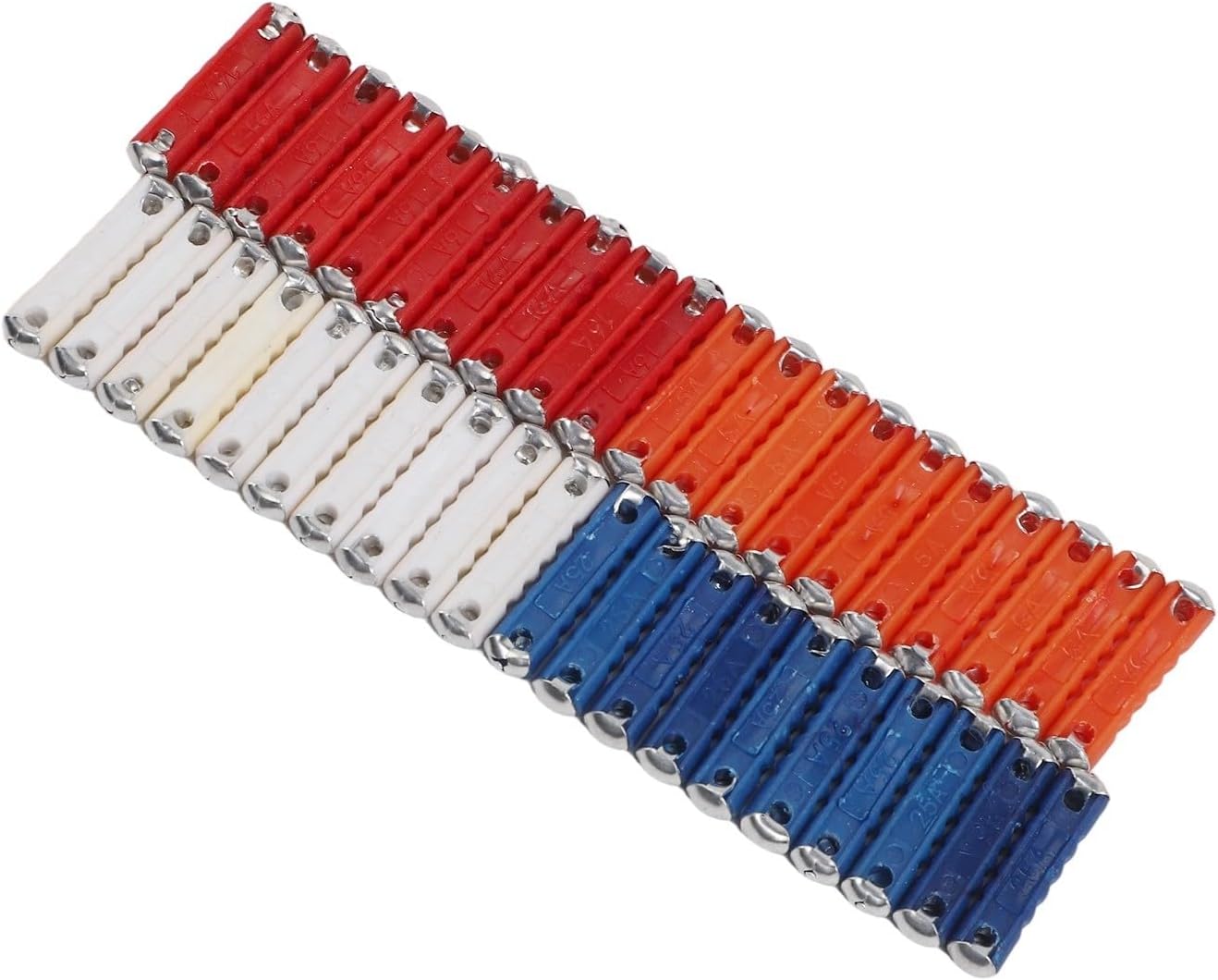 Kit de fusibles para automóvil FABULETTA de 40 piezas, fusibles cerámicos mixtos de 5 A, 8 A, 16 A y 25 A, fusibles tubulares de polipropileno y aluminio para electrónica automotriz clásica, conjunto de protección de baja tensión de 32 V miniatura 1