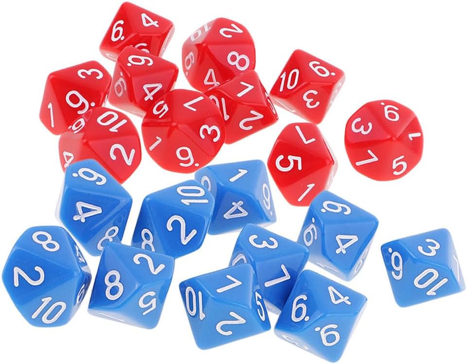 Yiotfandoll 20PCS Polyhedral Dice D10 Dice 16mm Acrylic