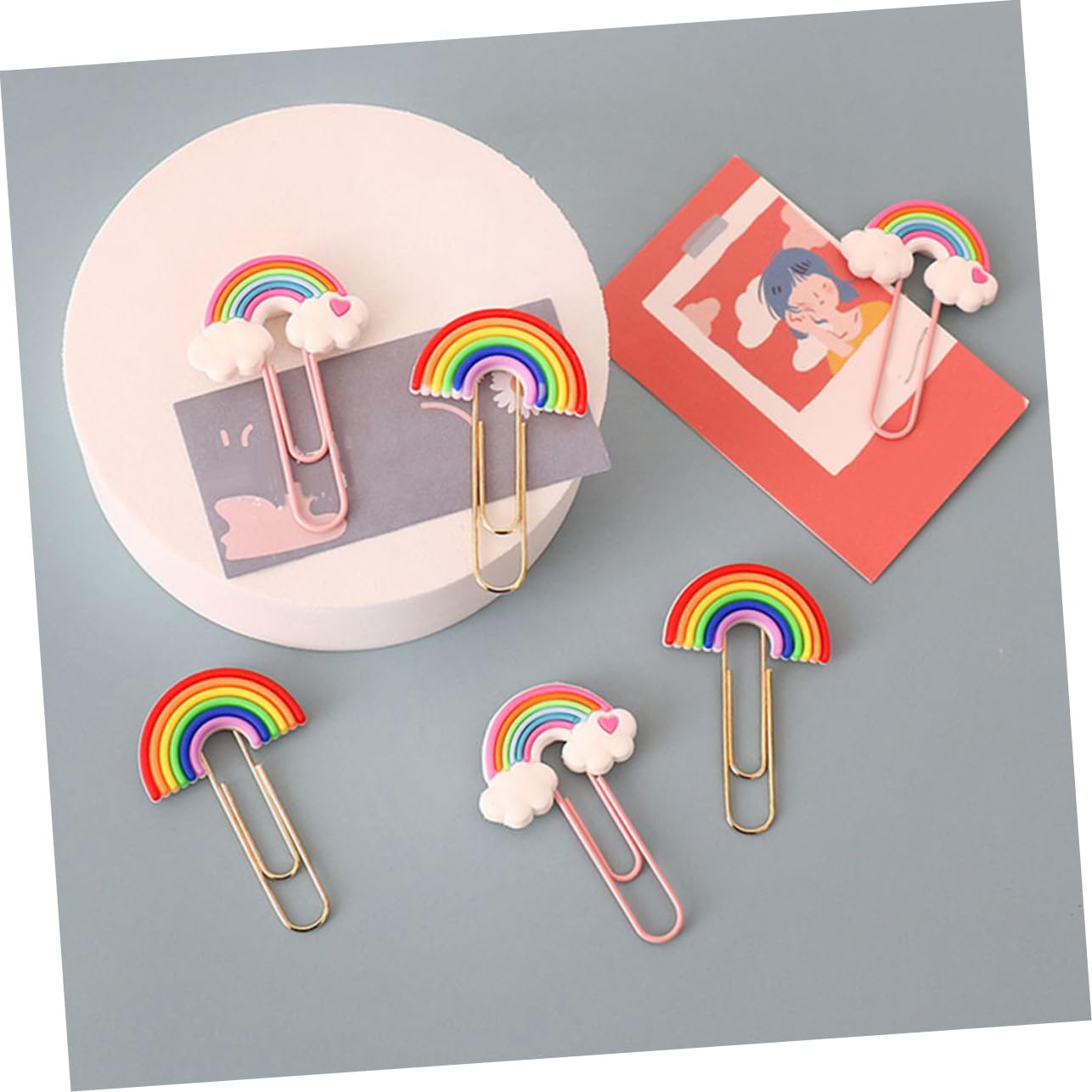 NUOBESTY 5 Sätze Regenbogen-büroklammer Süße Büroklammern Chip-clips Ästhetische Büroklammern Klicker Farbige Büroklammern Pvc Büroklammern Clips (klein Bastelklammern Colorful 16 Stück * 5