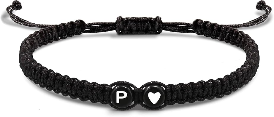 Btysun Initial Bracelets for Women Teen Gifts Trendy Stuff Best Friend Birthday Gifts Graduation Adjustable Letter A-Z Braided Bracelets Heart Link Sister Daughter Mother's Day Mom Female Christmas Jewelry