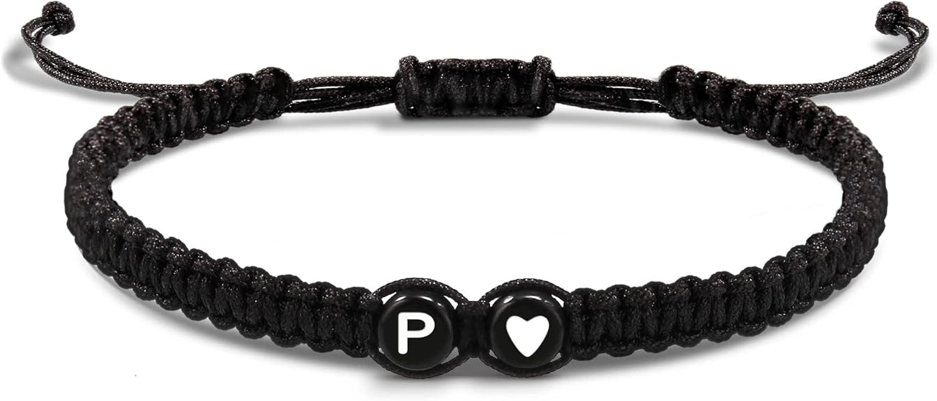 Btysun Initial Bracelets for Women Teen Gifts Trendy Stuff Best Friend Birthday Gifts Graduation Adjustable Letter A-Z Braided Bracelets Heart Link Sister Daughter Mother's Day Mom Female Christmas Jewelry