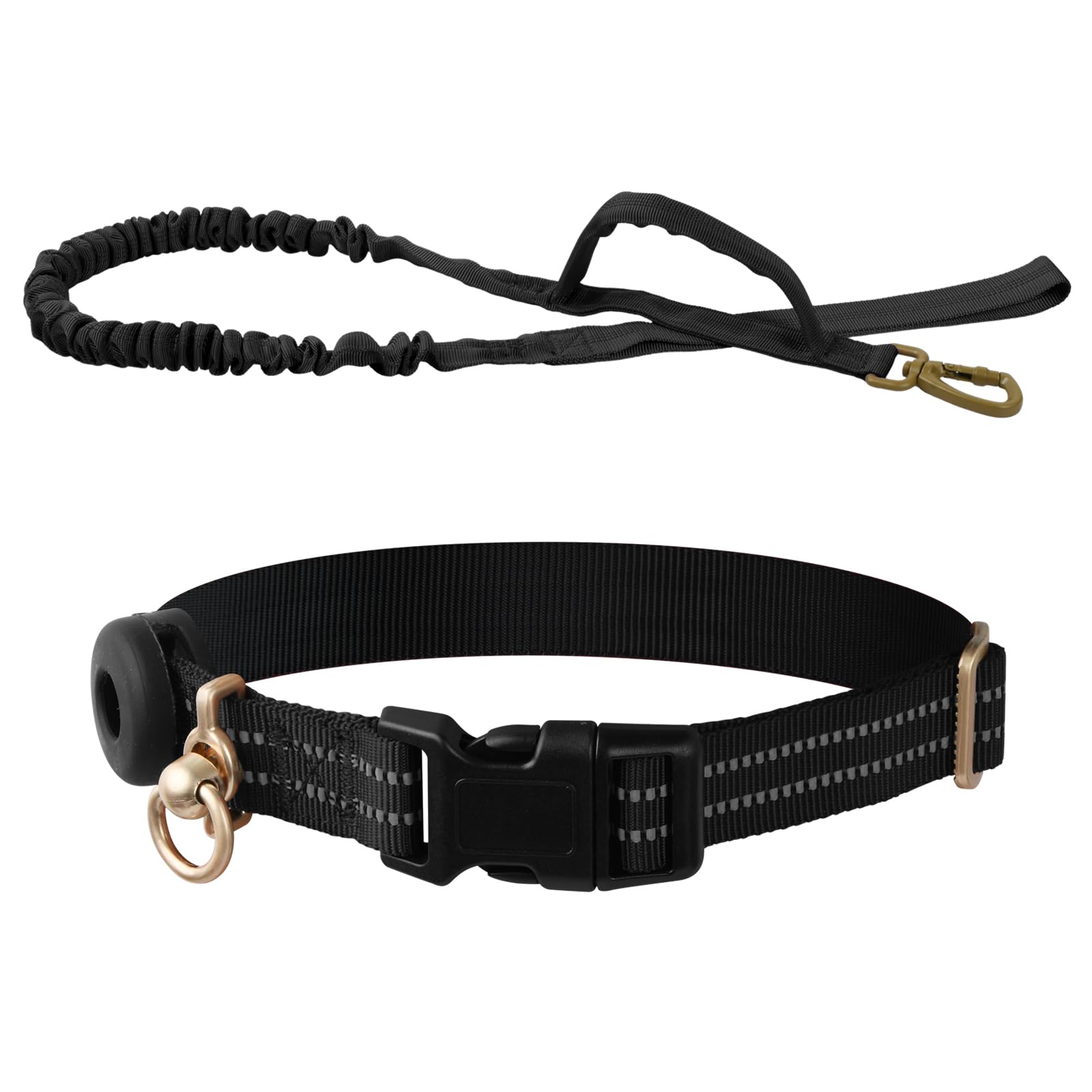 Juego de collar y correa de nailon, collar de perro reflectante, acolchado, collares ajustables para perros medianos para entrenamiento al aire libre, con hebilla de metal resistente, (30-49 cm)