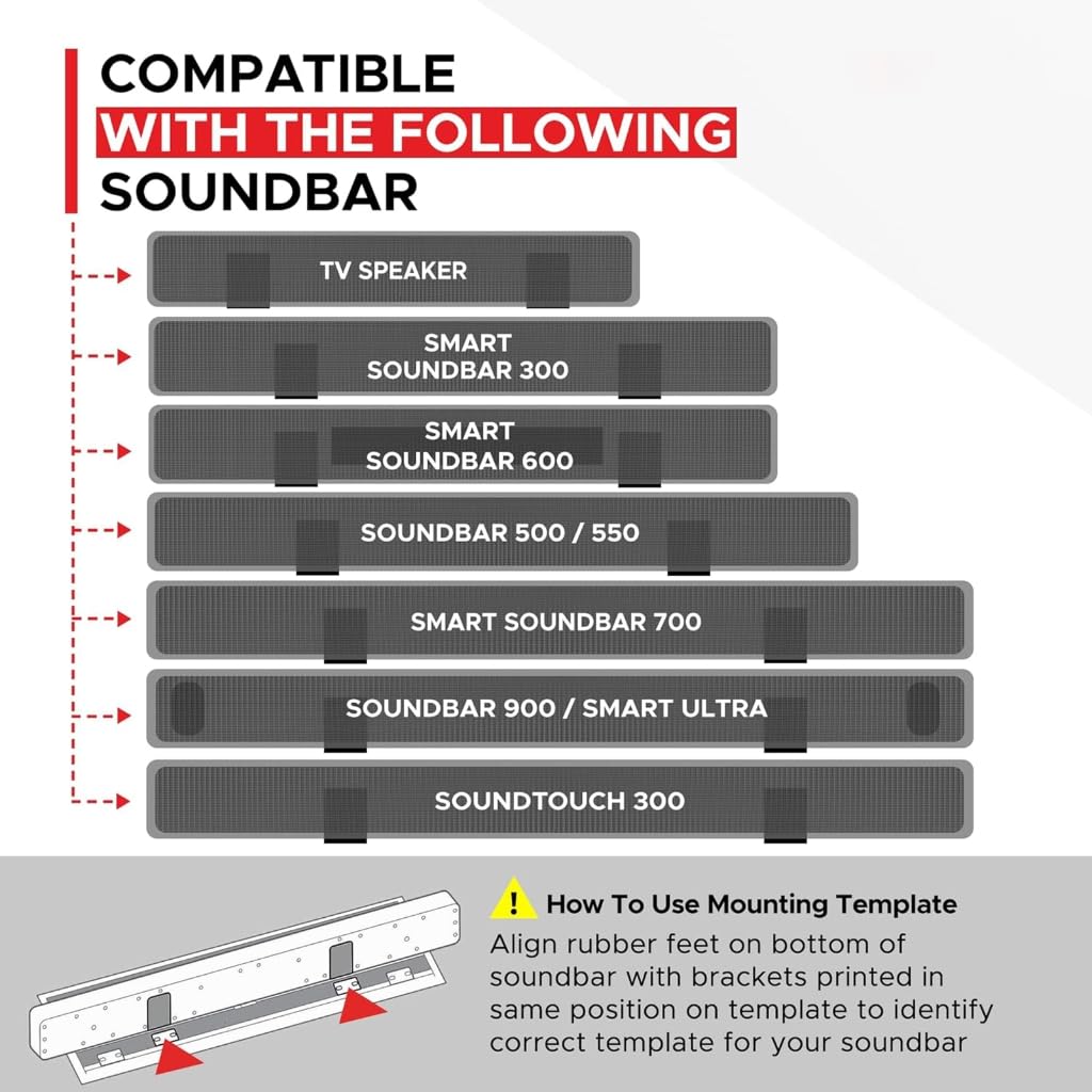 Slide and Adjust Soundbar Montaggio a parete Kit di montaggio a parete universale Soundbar leggero eleva la configurazione del tuo home theater