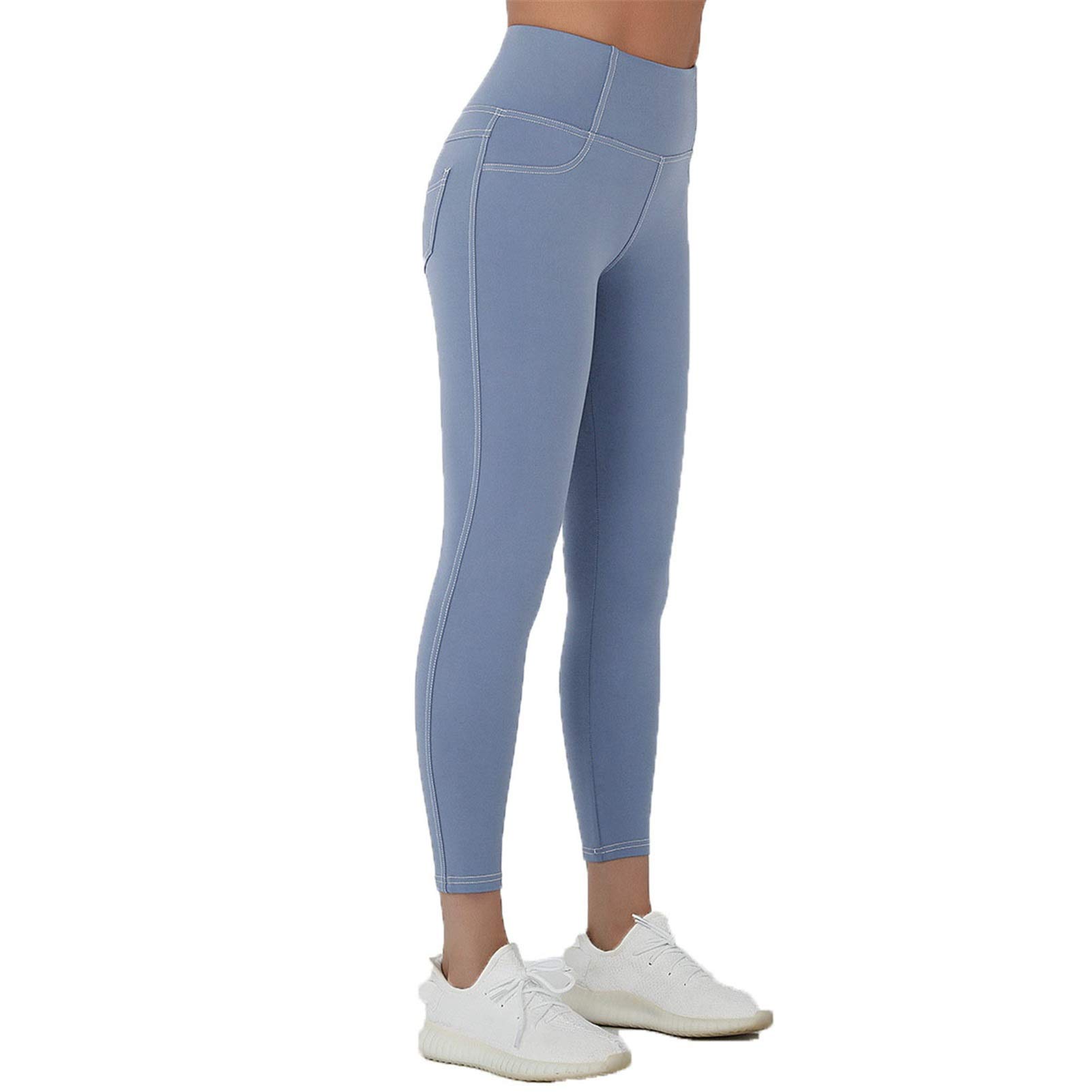 Damskie legginsy do jogi, na fitness, Damska wysoka talia nagi uczucie skinny spodnie do jogi z kieszeniami, panie tyłek windy Legginsy treningowe Tryby fitness Spodnie rozciągliwe sportowe legginsy d