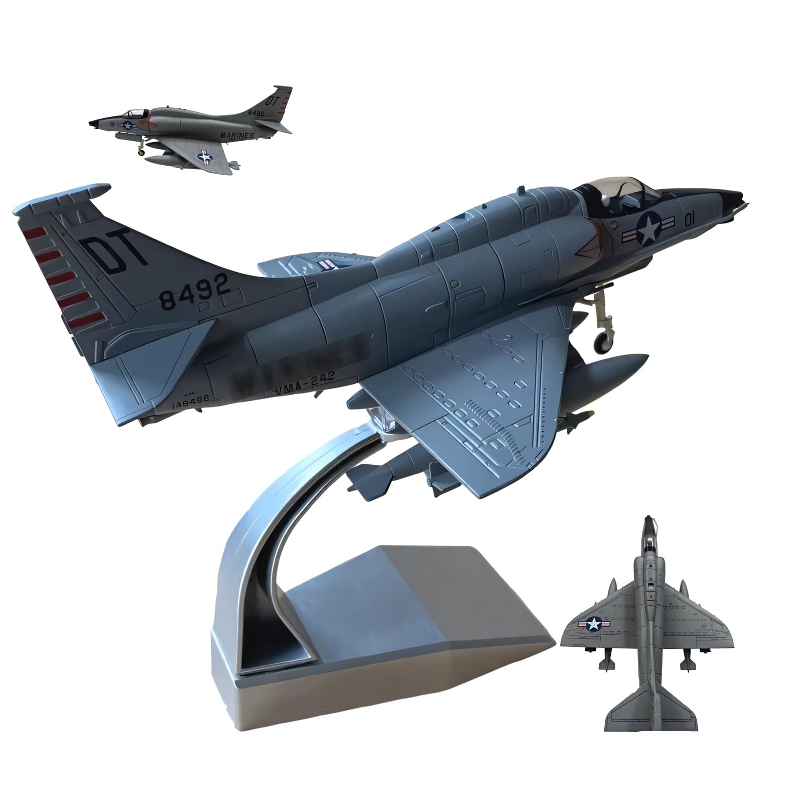 Modello caccia militare US Marine A-4 pressofuso in lega metallo in scala 1:72 - Collezione aeronautica altamente dettagliata con espositore, regalo premium for appassionati adulti