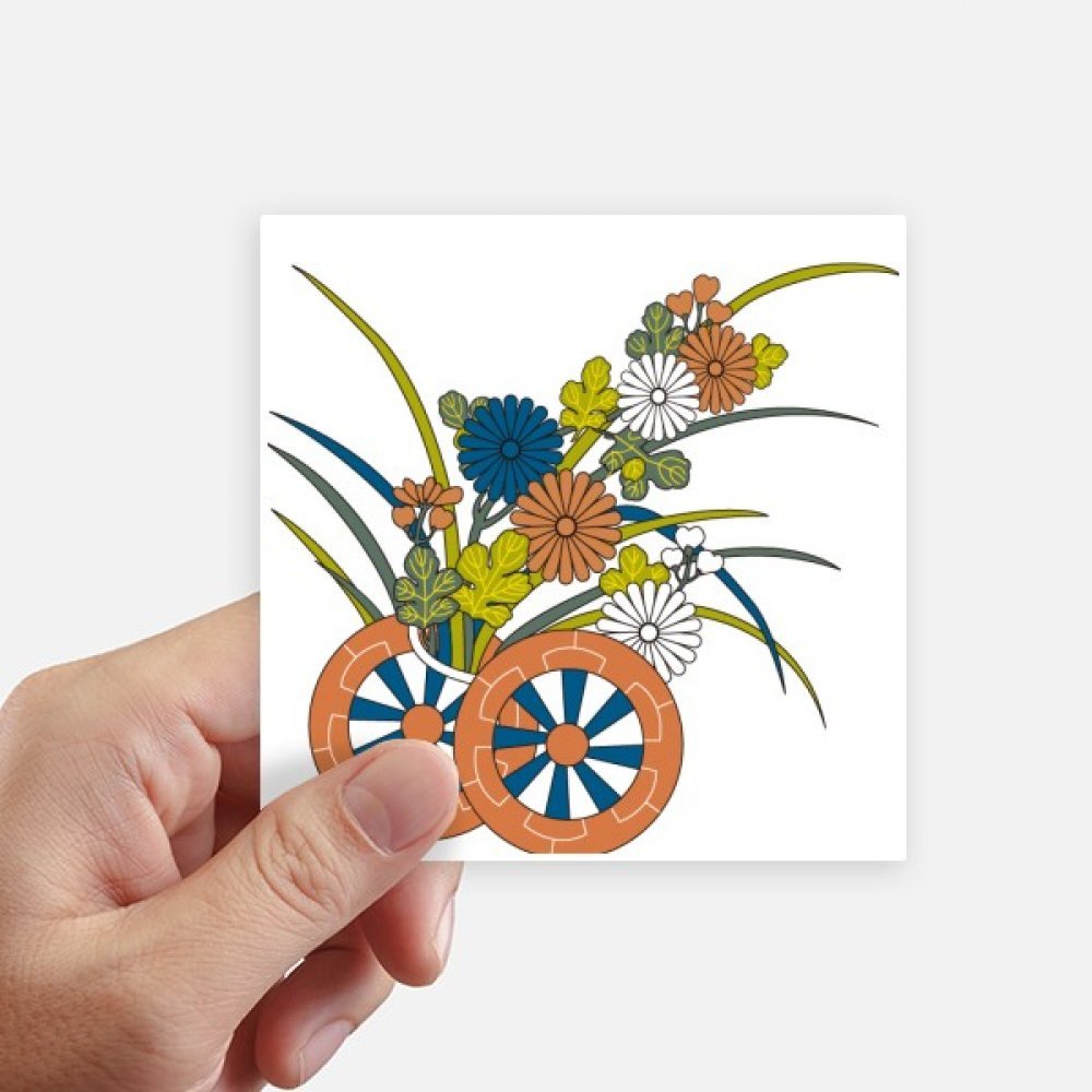 Fleur autocollant japonais multicolor lot de 8 stickers carrés de 10cm