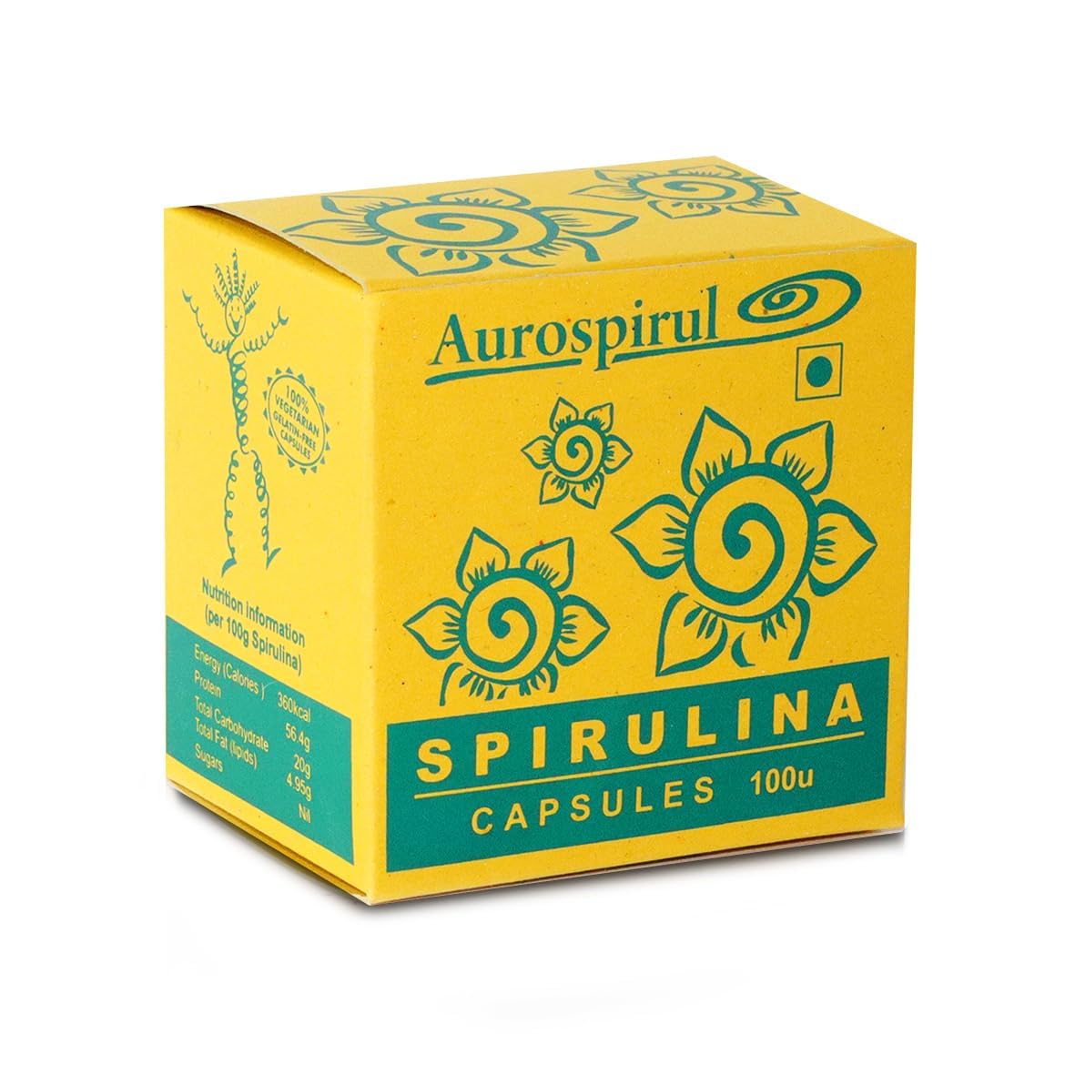 Aurospirul Sun-Dried Spirulina – 100 Veg Capsules (Pack of 1)