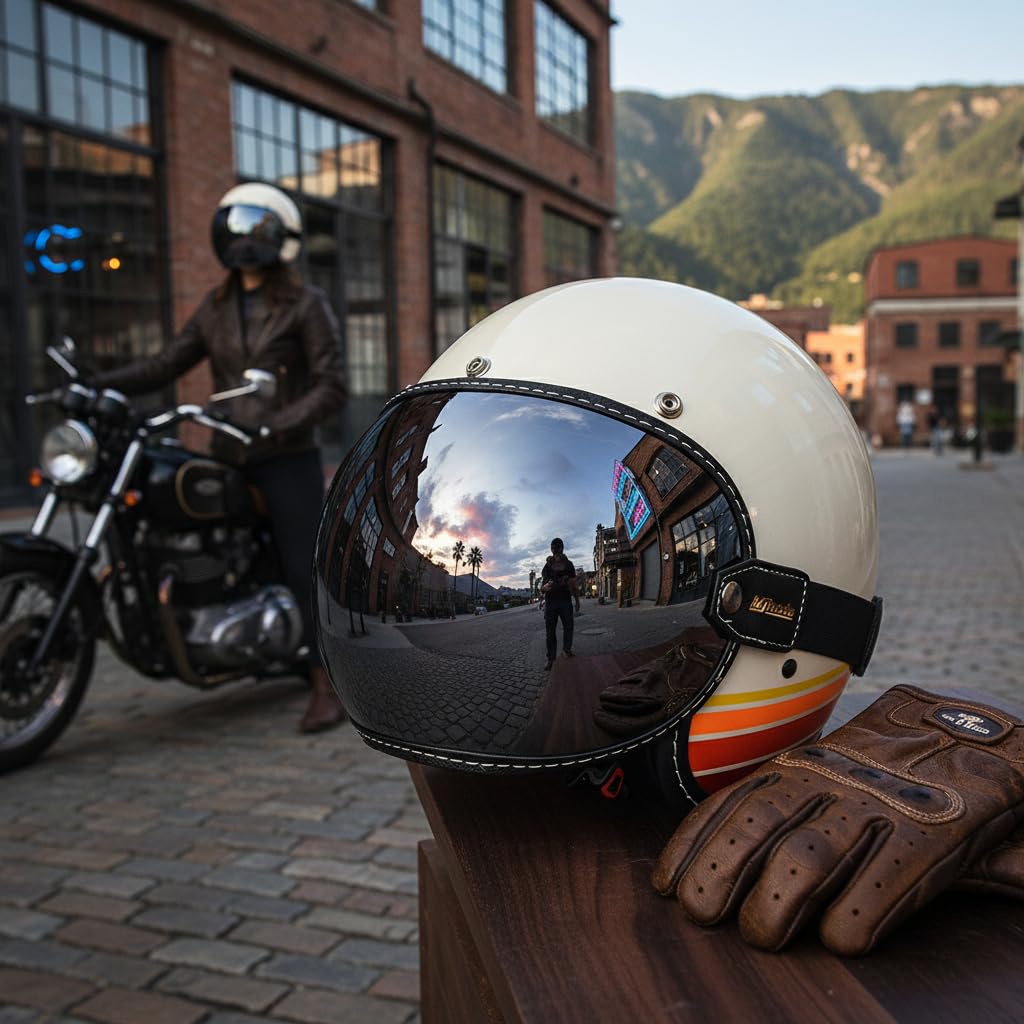 Faccia aperta universale 3/4 casco visatore a bolle a bolle motociclette di moto Capacete Lente Vintage MOTOBIKE Helmet Goggles