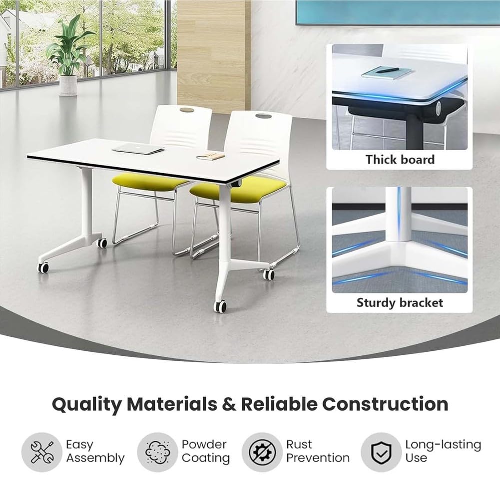 Mobile, klappbare Konferenztische mit Rollen – Klappbare Tischplatte für Büro, Klassenzimmer, Schulung – 120 x 60 x 75 cm, platzsparend