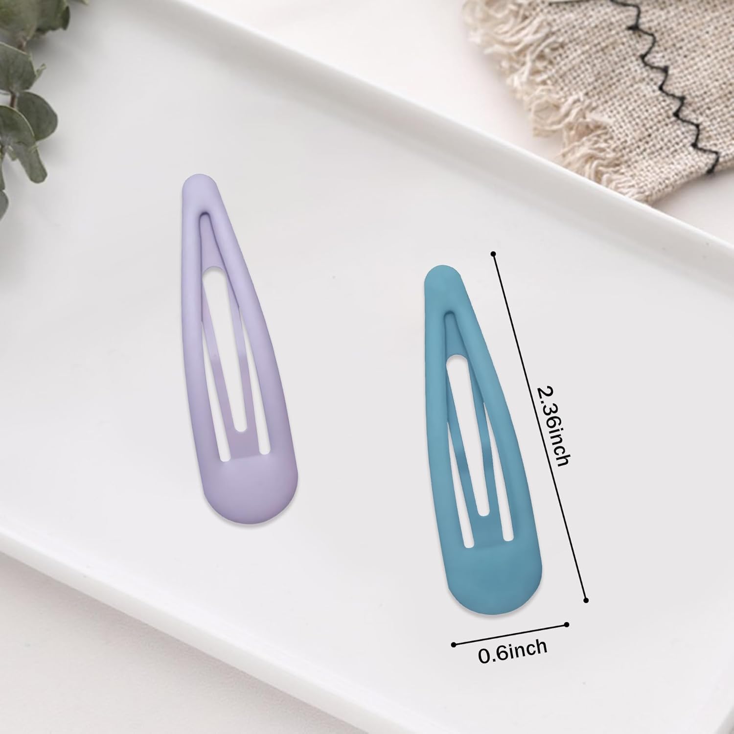 24 PCS 2.36 In Metal Snap Hair Barrettes For Women Water Drop Shape Hair Clips For Thick Thin Fine Hair,Matte Pink Blue Purple Rose Red - Image 2