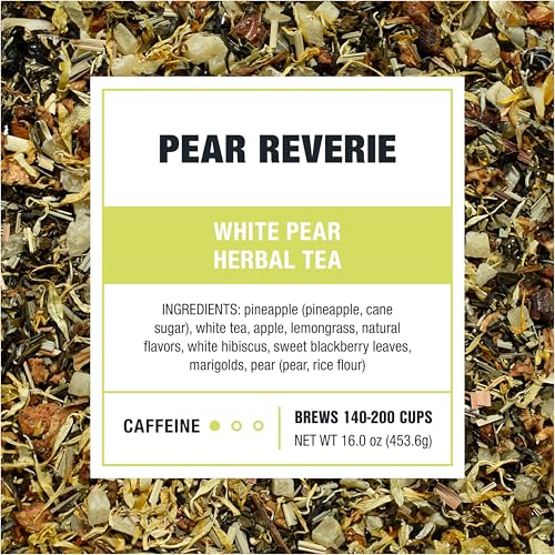 Image of Tiesta Tea - Pear Reverie Tea, Loose Leaf, White Pear Herbal Tea, Premium Low Caffeine Tea Blend, Make Hot or Iced & Up to 200 Cups, 16 oz Resealable Bulk Pouch