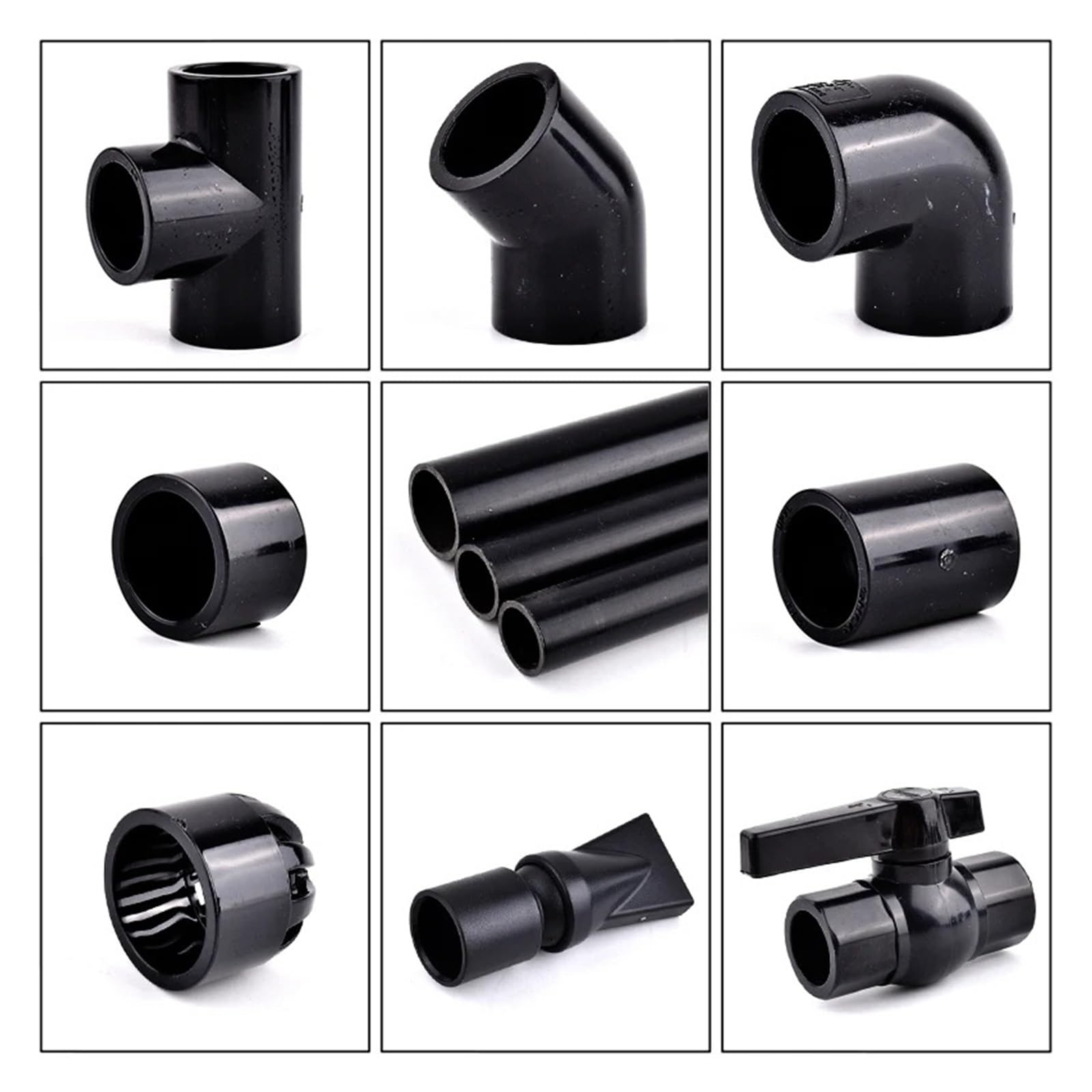 1Pc 16~50Mm Conector de Tubería de Pvc Negro Codo Recto Uniones en T/Triangular Duckbill/Black 40Mm