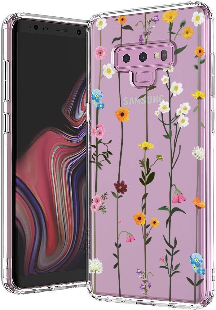 MOSNOVO Galaxy Note 9 Case, Wildflower Floral Flower Pattern Clear Design Printed Transparent Hard Back Case with TPU Bumper Protective Case Cover for Samsung Galaxy Note 9
