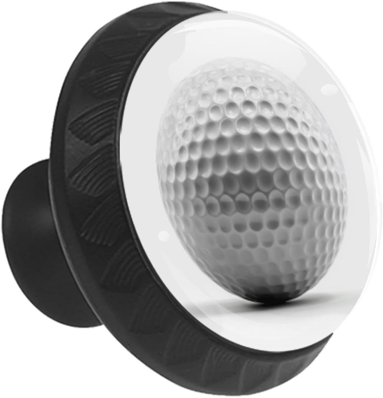 Black Base Golf Ball White (2) Pattern Cabinet Knobs, Modern Decorative Drawer Knobs for Furniture Hardware, Easy Install for Kitchen Cabinet