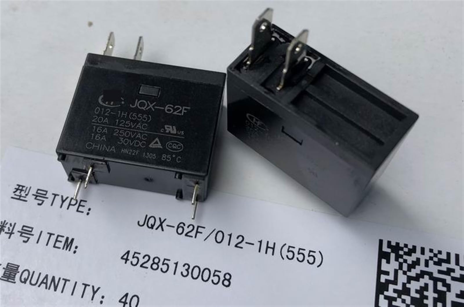 Relé electromagnético HF62F 012-1H con conmutador de potencia 12V de 4 pines 2