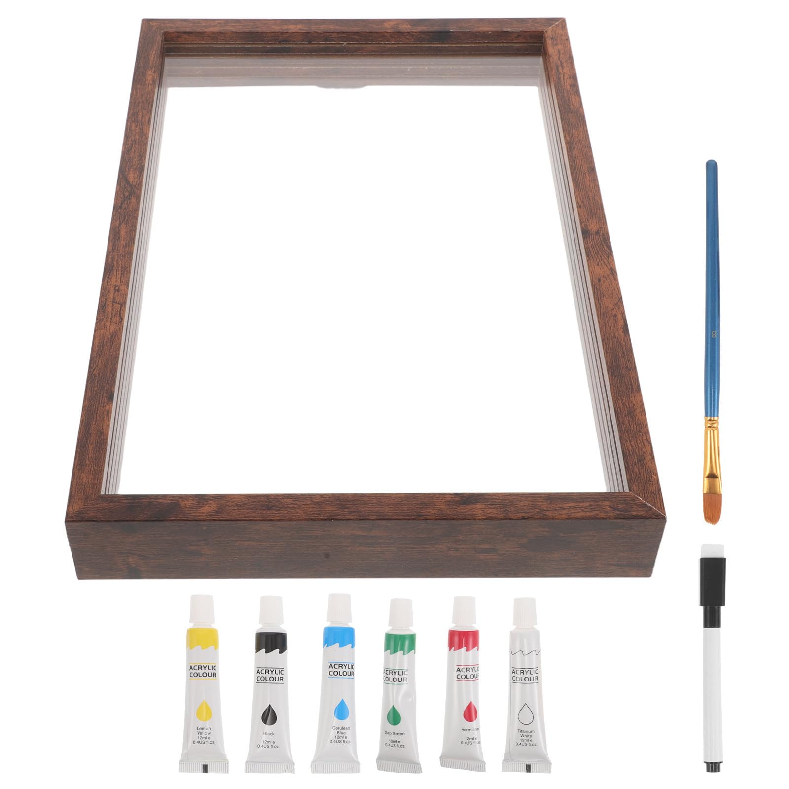 Hemobllo Marco para Huellas de Manos y Pies para con 4 Ranuras Separadas, Diseño Minimalista Nórdico en Madera y Acrílico para Adorno en Casa