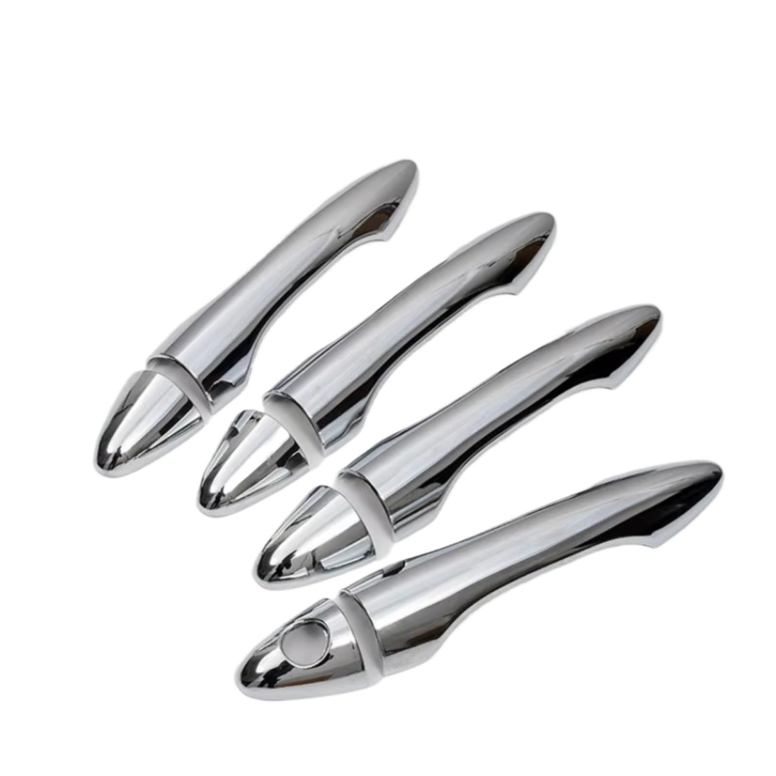 IUKMR for Hyundai IX35 for Tucson 2009-2014 Carbon Fiber Chrome Car Door Handle Cover Trim Sticker Accessories Car Outer Door Handle(Silver)