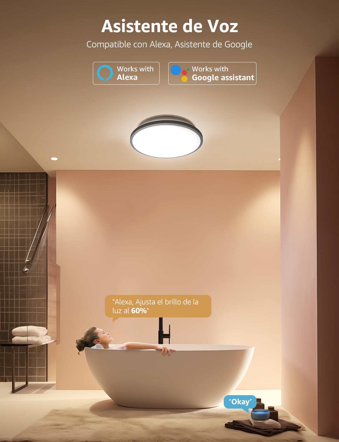 Lepro T1 AI Plafon LED Techo Inteligente,Iluminación Generada por AI Multicolor Regulable 24W Lámpara de Techo IP44, Control de Voz por APP Funciona con Alexa,Google Assistant para Sala,Cocina,Baño
