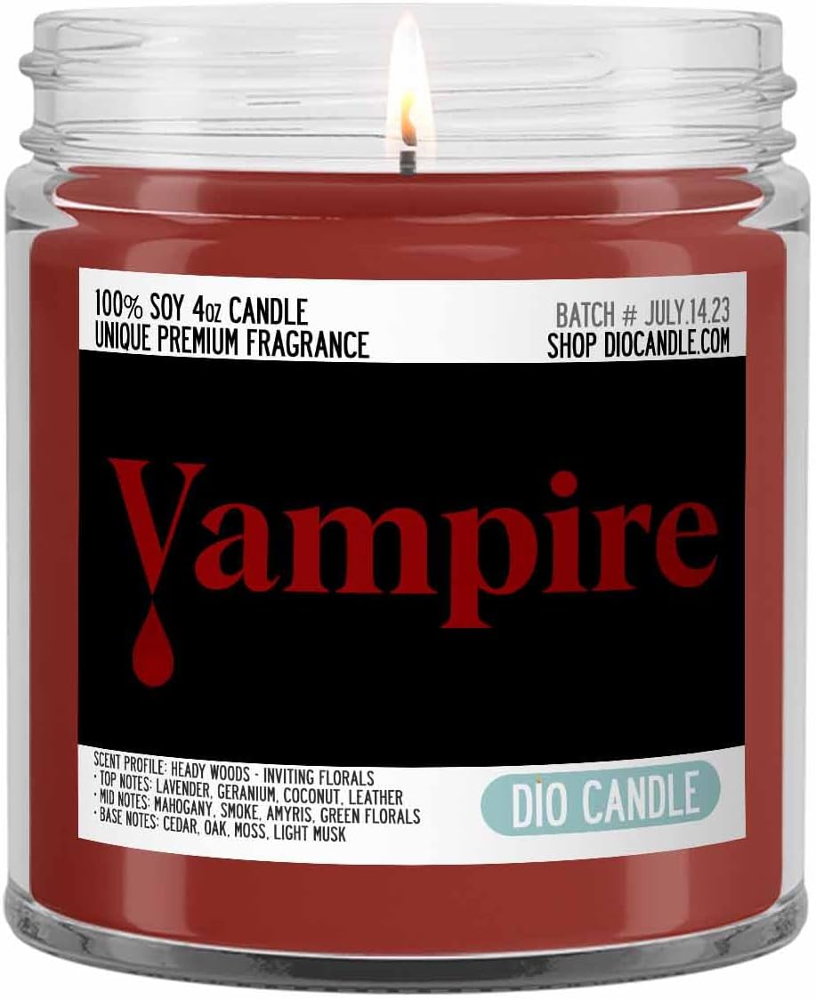 Vampire Scented Candle - Smells Like Heady Woods - Inviting Florals - 100% Naturally Vegan Soy and Premium Fragrance | Great Gift | Handmade in Denver, Colorado (8oz Glass Jar)