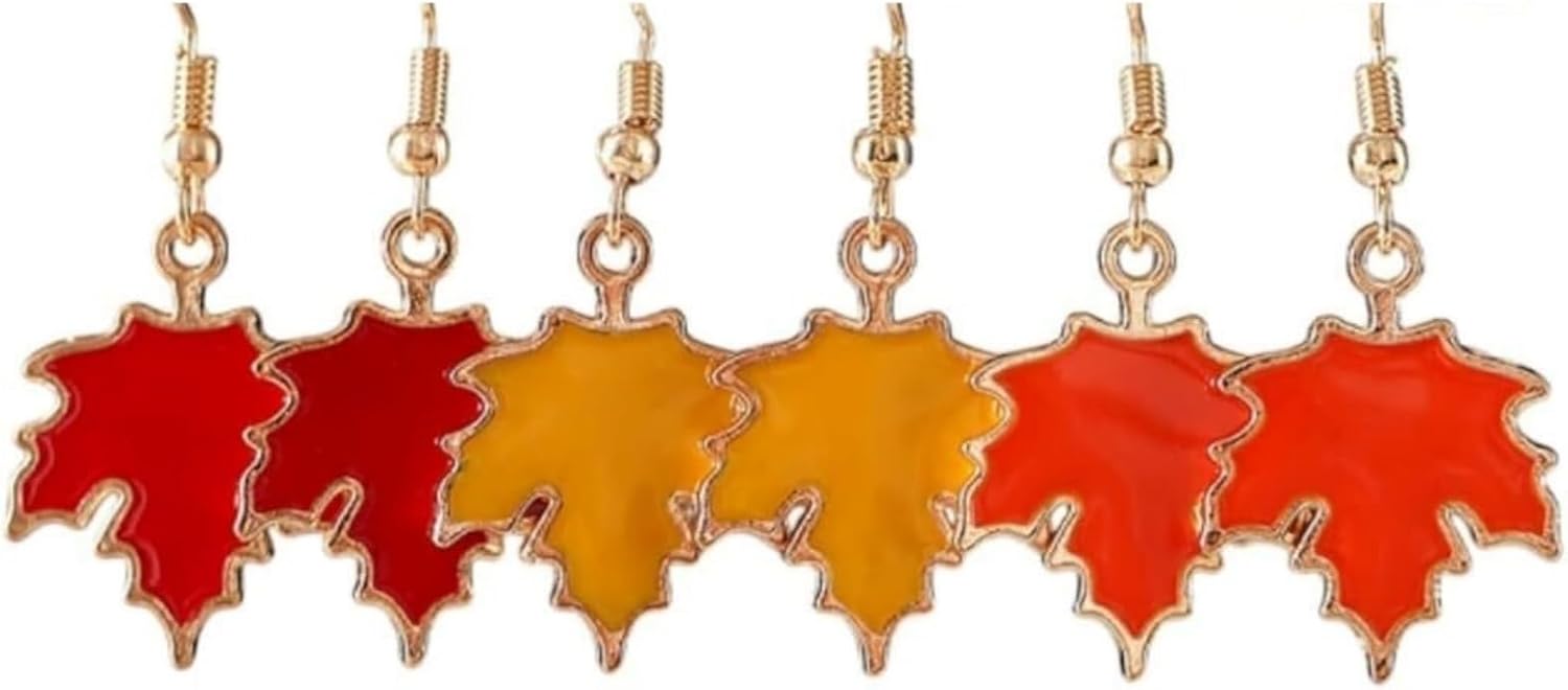 3 Pairs Fall Maple Leaf Earrings for Women Jewelry