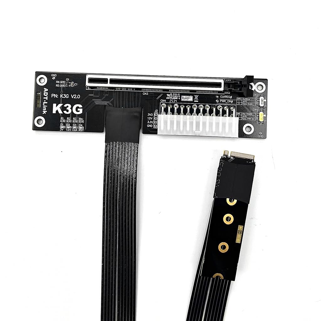 JMT ADT-K43SG-BK PCIe 5.0 X16 auf M.2 NVMe Grafikkartenadapter, kompatibel mit RTX50 RX90 Series Dockingstation (K43SG-BK-50cm)