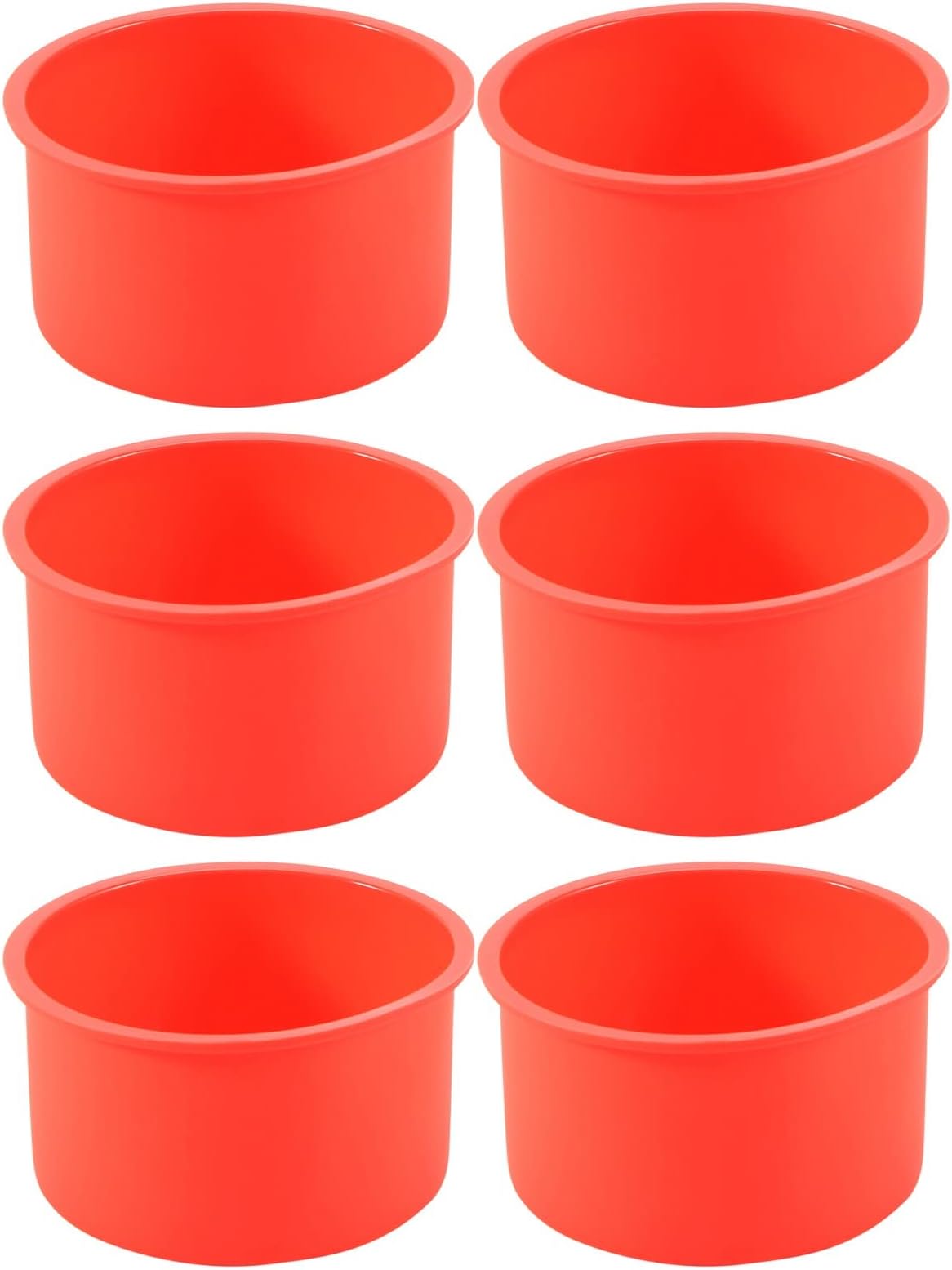 Silicone Mini Cake Mold 4" Round Bakpan Non-Stick Silicone Bake Mold Bakeware Pan Reusable Red, Set of 6