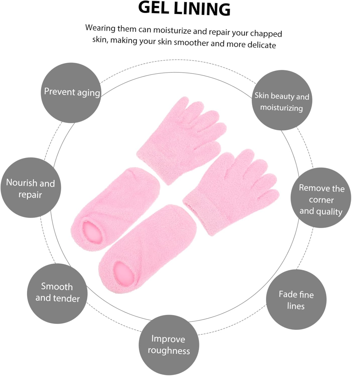 Vaguelly 2pairs Dry Cracked Hands Foot Treatment Spa Gloves Socks Set Women Men Moisturizing Gel Socks