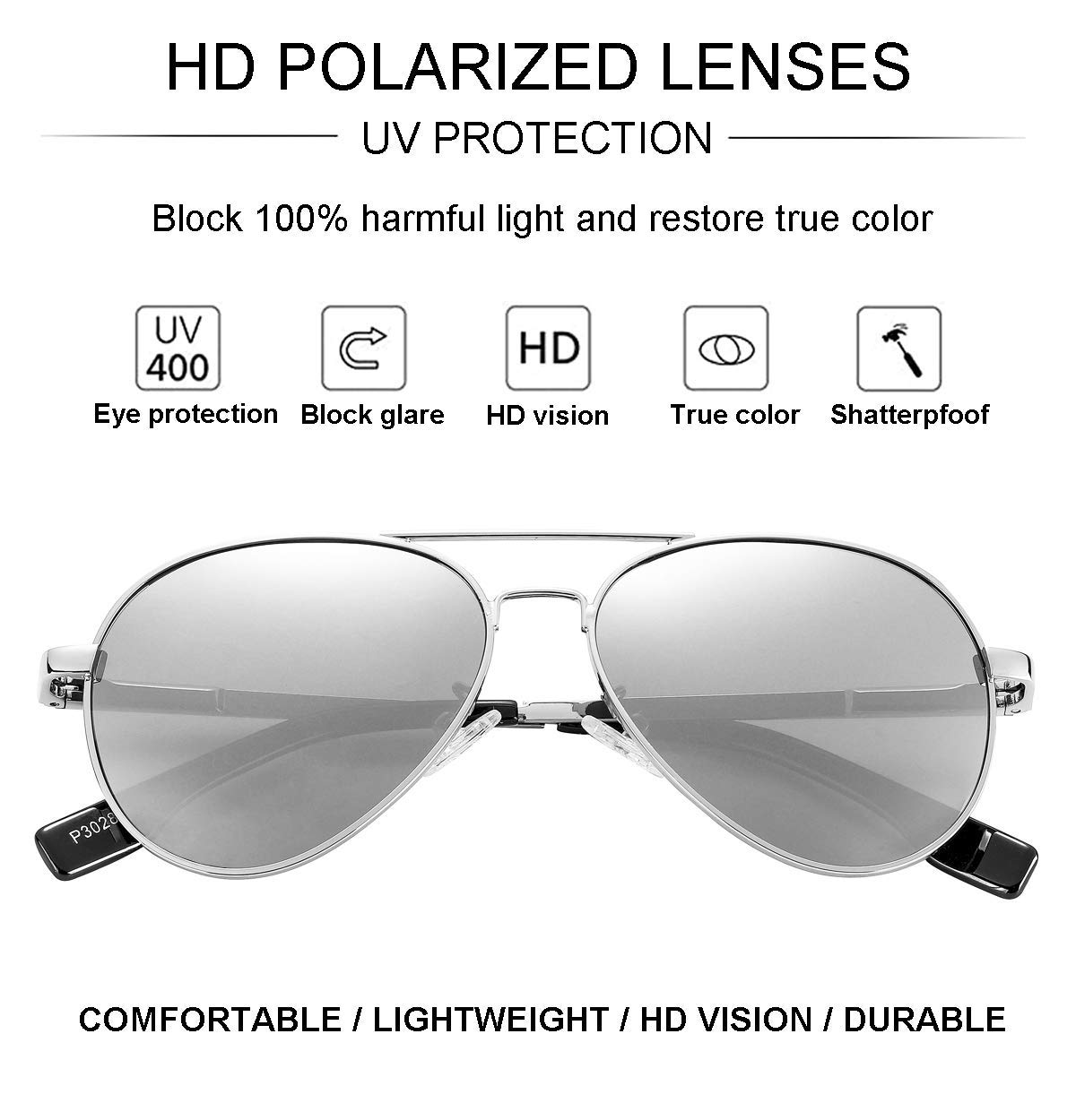 Gleyemor Polarisierte Piloten-Sonnenbrille für kleine Gesichter, Damen und Herren, 52 mm, kleine Flieger, 100 % UV-Schutz
