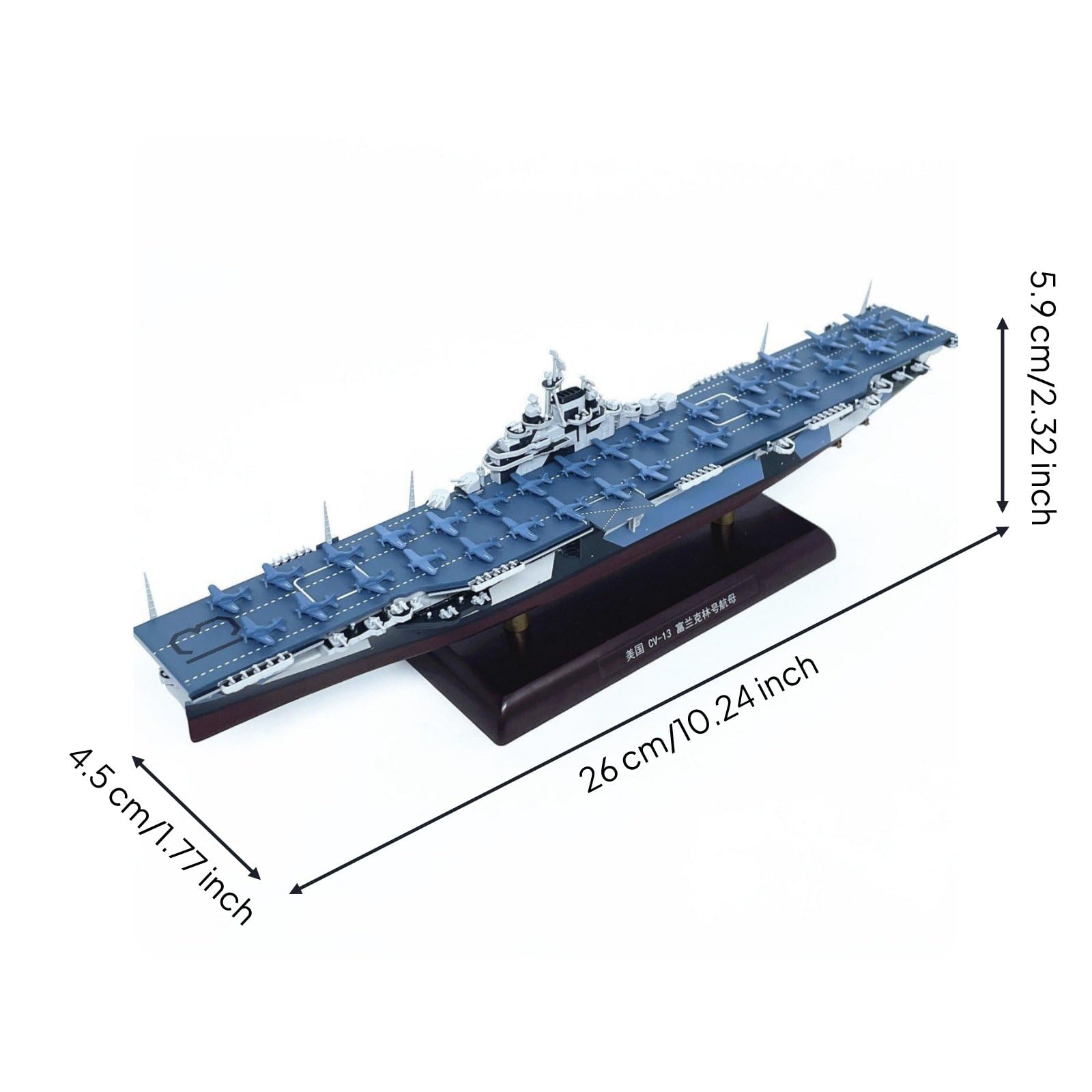 Kriegsschiff Modell Schiff Flugzeugträger Miniatur Schauobjekt Fertigmodell aus Legierung Und mit Detaillierter Aufbauteninsel Und Flugdeck für, CV-13 Franklin-Klasse Flugzeugträger