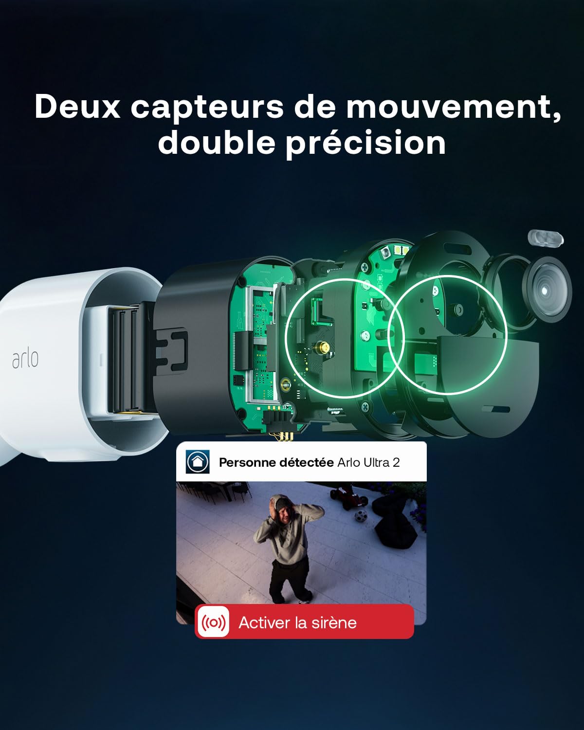 Arlo Ultra 3, Caméra de Surveillance WiFi 4K, 3 Caméras + Smarthub, Blanche
