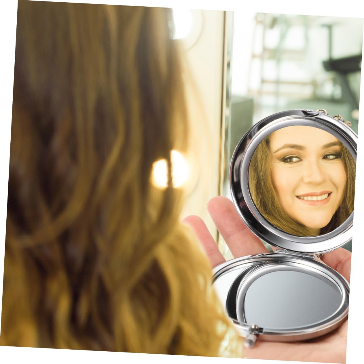 6Pcs Rhinestone Pocket Mirror Magnification Double Sided Makeup Mirror Compact Mirror for Purse for Travel and Daily Use for Brides and Special