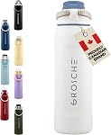 GROSCHE Kamloops Chug Bouteille d'eau isolée à l'huile – Acier inoxydable, flocons étanches – Idéal pour le gymnase, école, voyage, randonnée, aventures en plein air & Voie quotidienne – Jaune, Lemon Sorbet, 24 F. Oz