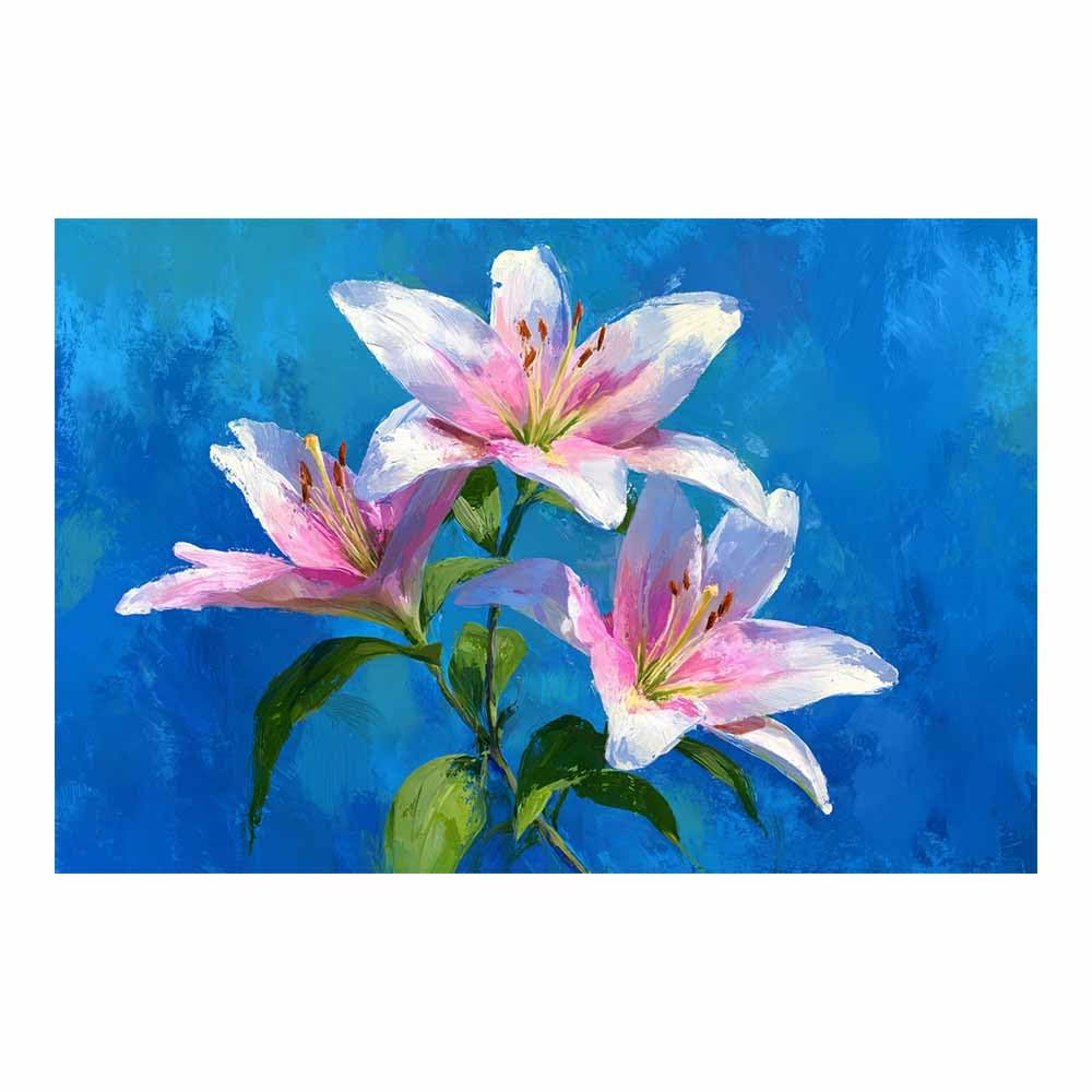 Xeniou Multicolor Flowers Canvas Pink Lilies Oil Painting Canvas Wall Art, For Bathroom Living Room Bedroom Office Kitchen(Multicolor)-80X120cm Unframed