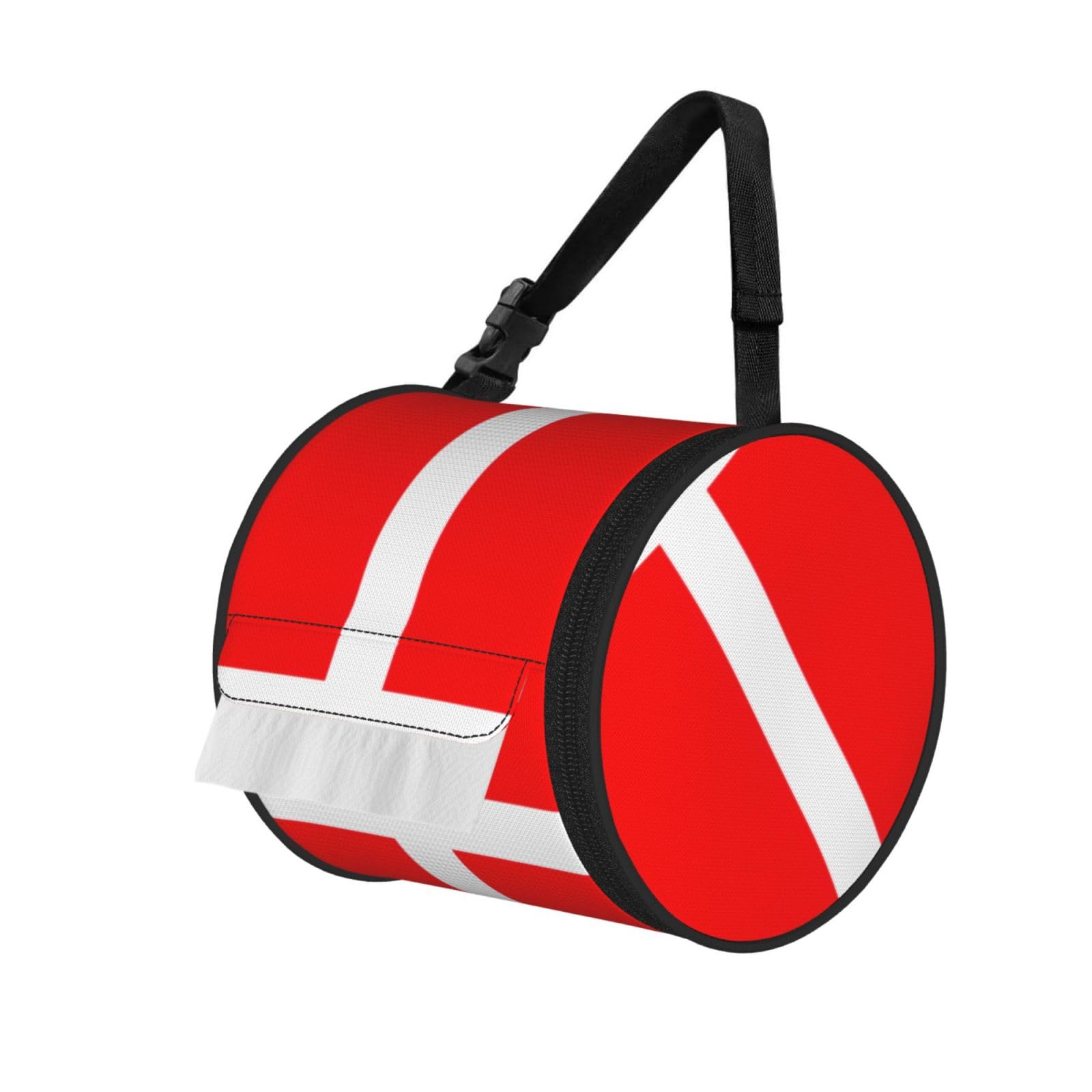 Denmark Danish Flag Printed Toilet Paper Holder Bag, Adjustable Strap Roll Paper Organizer for Car Kitchen Outdoor